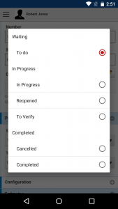 aceproject android change status