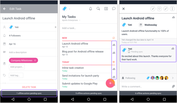 asana android app offline 2