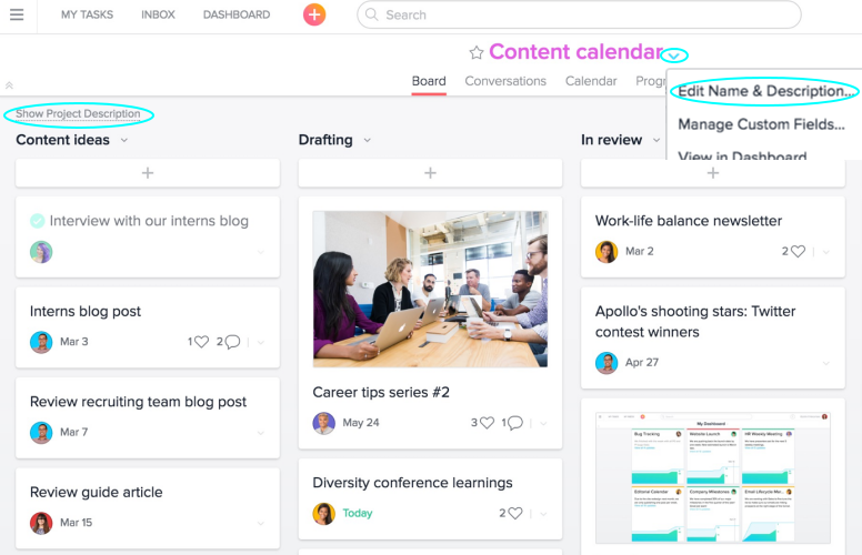 asana board features 3