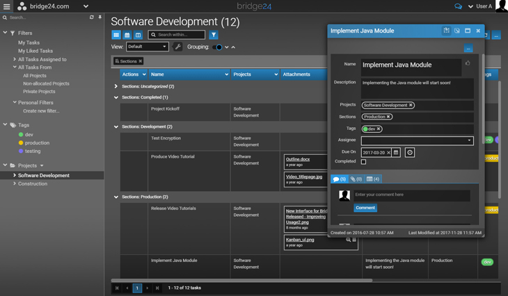 Bridge24 Interface - Dark Theme