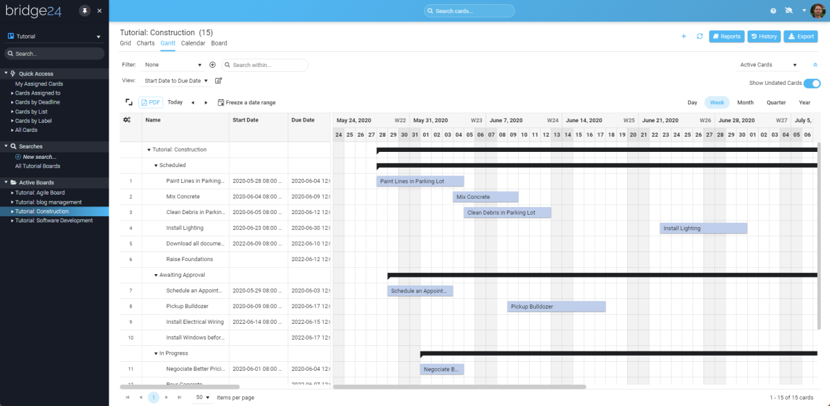 Trello - Gantt Chart View and Timeline