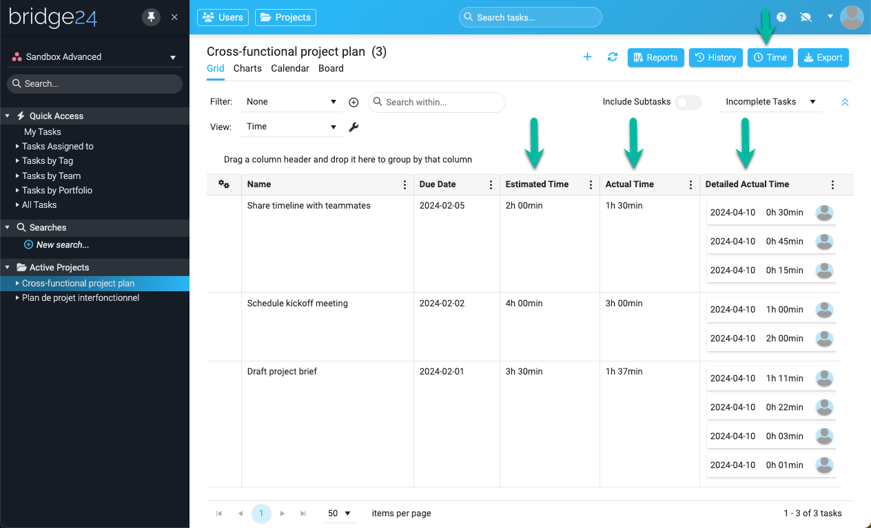 Asana Time Reports Now Available in Bridge24